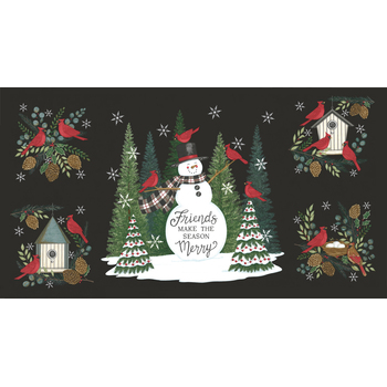 Winter Friends 56139-18 Panel Charcoal Black by Deb Strain for Moda Fabrics