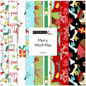 Merry Woof-Mas  Yardage by Sweet Cee Creative for Studio E Fabrics