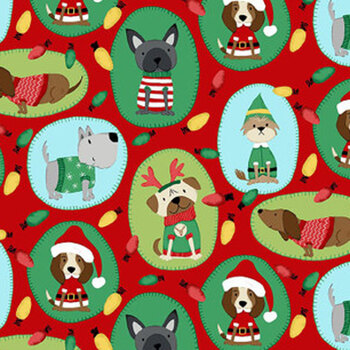 Merry Woof-Mas 8351-88 Red by Sweet Cee Creative for Studio E Fabrics