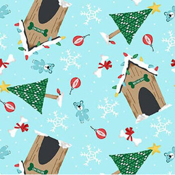 Merry Woof-Mas 8354-11 Light Blue by Sweet Cee Creative for Studio E Fabrics