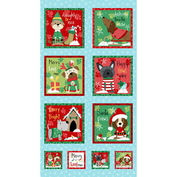 Merry Woof-Mas 8361P-18 Panel Light Blue by Sweet Cee Creative for Studio E Fabrics