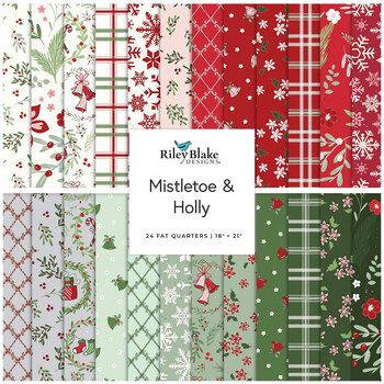 Mistletoe & Holly  24 FQ Set by Beverly McCullough for Riley Blake Designs