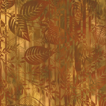 Falling Leaves 3-FLS-2 Gold Leaf Stripe by Jason Yenter for In The Beginning Fabrics