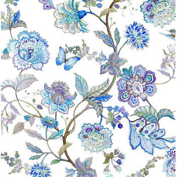 Daydreams 1DD-2 Periwinkle Large Floral by Jason Yenter for In The Beginning Fabrics