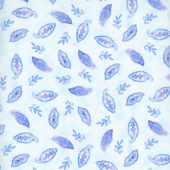 Daydreams 8DD-2 Blue Small Leaves by Jason Yenter for In The Beginning Fabrics