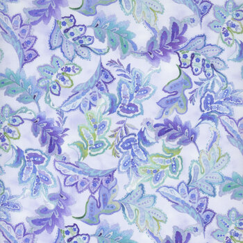 Daydreams 4DD-2 Periwinkle Large Leaves by Jason Yenter for In The Beginning Fabrics