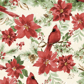 Cardinal Celebration 37753-237 Cream by Katrina Pete for Wilmington Prints