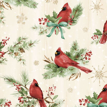 Cardinal Celebration 37755-273 Cream by Katrina Pete for Wilmington Prints