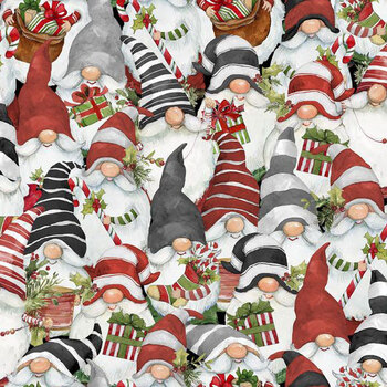 Merry Gnome-ments 39891-139 Multi by Susan Winget for Wilmington Prints