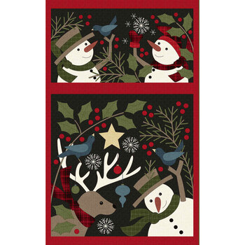 Holly Jolly Flannel MASF10890-J Panel Black by Bonnie Sullivan for Maywood Studio