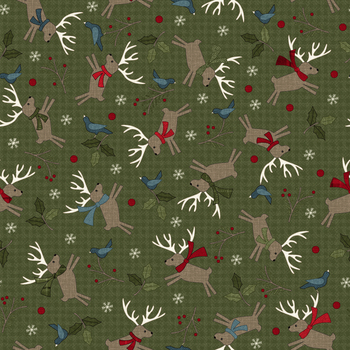 Holly Jolly Flannel MASF10893-G Green by Bonnie Sullivan for Maywood Studio