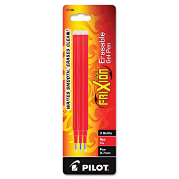Frixion Clicker Pen Red Fine Point 0.7mm Refill - 3 Pack