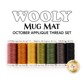 Wooly Mug Mat Series - October - 7pc Applique Thread Set