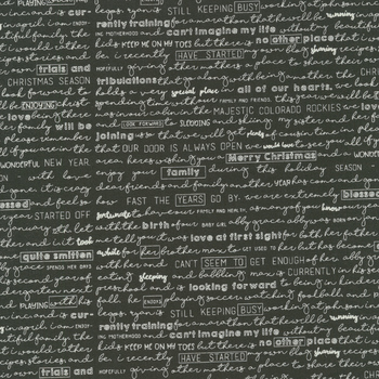 The Christmas Card 5772-13 Christmas Letter Charcoal by Sweetwater for Moda Fabrics