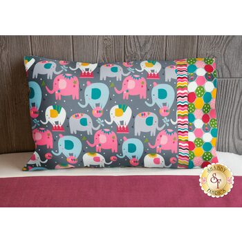 Directional Blue Elephant Wish #1 Pillowcase Kit    Ft Roll & Sew Pillowcase Kit Windham Fabrics
