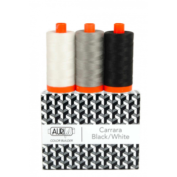 Aurifil Color Builder 3pc Set - Carrara - Black/White