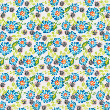 Petit Jardin 7JHR-2 Flower & Dot Blue by In The Beginning Fabrics