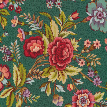 Tarrytown 2597-76 Main Floral Teal by Henry Glass Fabrics REM
