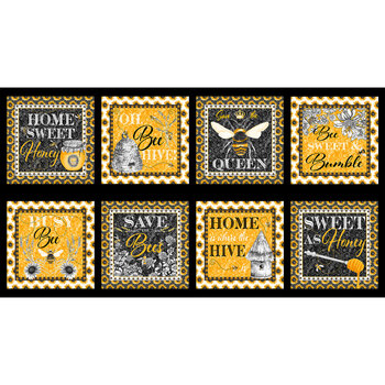 Show Me The Honey 1337-44 Yellow Blocks Panel by Janice Gaynor by Blank Quilting Corporation
