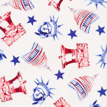 One Land, One Flag 1480-01 White Patriotic Icons by Blank Quilting Corporation