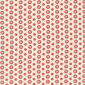 Roselyn 14913-16 Circle Dot Ivory Red by Minick & Simpson for Moda Fabrics