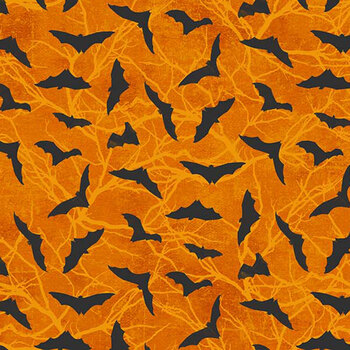 Black Cat Capers 24121-55 Orange Bats by Northcott Fabrics
