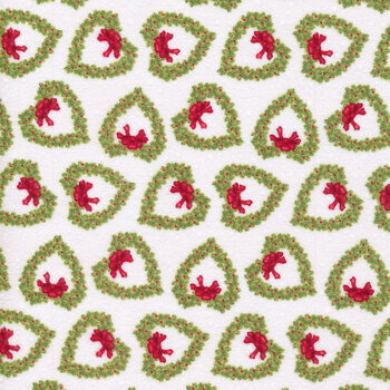 Snow Place Like Home Flannel F5709-06 White Tossed Wreath by Sharla Fults for Studio E Fabrics