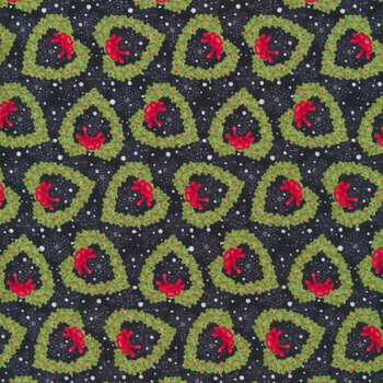 Snow Place Like Home Flannel F5710-96 Black Tossed Wreath by Sharla Fults for Studio E Fabrics