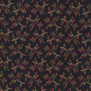 Snow Place Like Home Flannel F5712-98 Black Tossed Sprigs by Sharla Fults for Studio E Fabrics