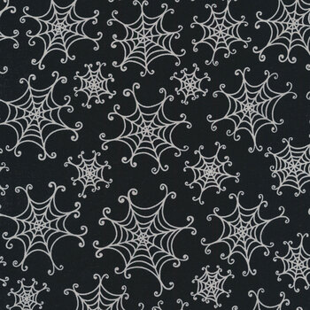 Here We Glow 9542G-90 Black Tossed Spiderweb by Henry Glass Fabrics