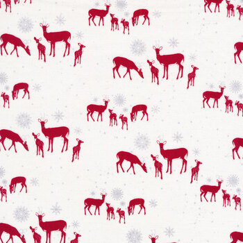 Holiday Lane 9630-8 White Deer by Jan Shade Beach for Henry Glass Fabrics REM