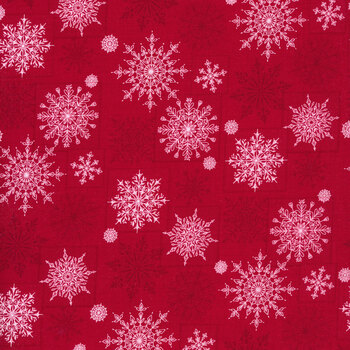 Holiday Lane 9632-88 Red Snowflakes on Texture by Jan Shade Beach for Henry Glass Fabrics