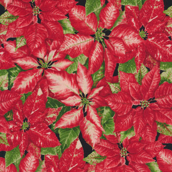 Holiday Botanical 9550-86 Red Packed Poinsettias by Jane Shasky for Henry Glass Fabrics REM