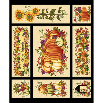 Pumpkin Harvest 2665P-33 Cream Harvest Panel by Color Principle for Henry Glass Fabrics