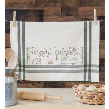  Happy Campers Embroidery Dishtowel Kit #258 - Bareroots