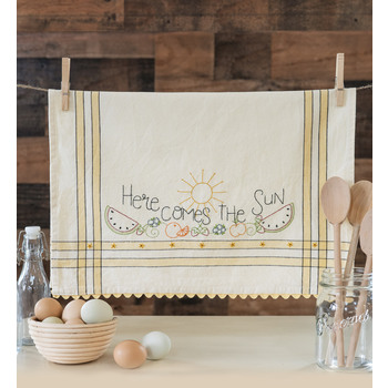  Here Comes the Sun Embroidery Dishtowel Kit - Bareroots