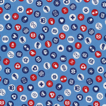 Essential Heroes 5657-71 Medium Blue Essential Symbols by Studio E Fabrics