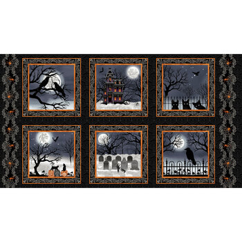 Spooky Night 5728-93 Black/Orange Spooky Night Blocks Panel by Grace Popp for Studio E Fabrics