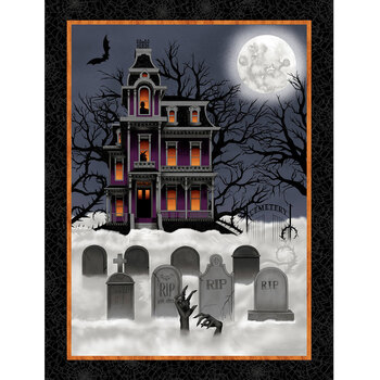 Spooky Night 5729P-93 Black/Orange Spooky Night Panel by Grace Popp for Studio E Fabrics