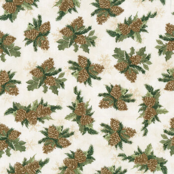 Winter Forest 39693-127 Pinecone Toss Cream by Susan Winget for Wilmington Prints