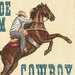 Secondary image of cream fabric with cowboy riding a horse