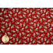 Illustrated cows all over a red background
