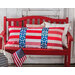A beautiful patriotic July bench pillow