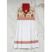 The cream La Rose Rouge Hanging Towel laid flat on a marbled table