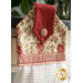 Close up details of the beautiful fabric covered button in the La Rose Rouge hanging towel