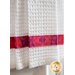 Bright pink stripe against white waffle weave toweling