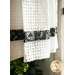 Black floral accent stripe against white waffle weave toweling
