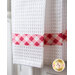 Pink and white gingham accent stripe against white waffle weave toweling
