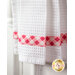 Pink and white gingham accent stripe against white waffle weave toweling