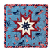 Red, white, and blue patriotic square hot pad on a white background